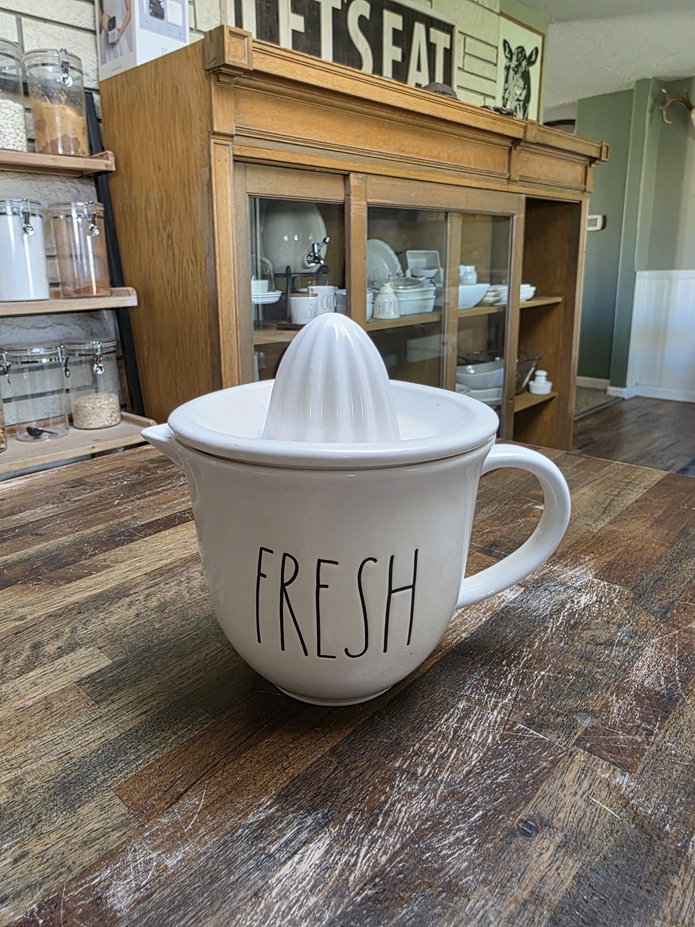 Rae Dunn White Ceramic Citrus Juicer with 'FRESH' Lettering
